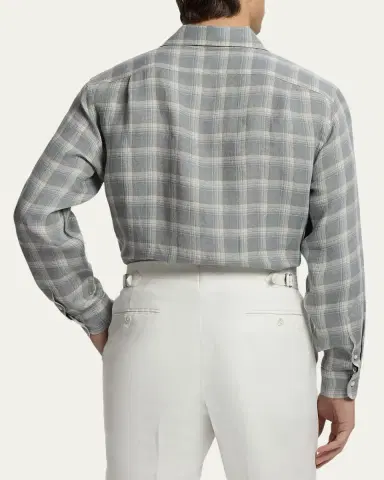 Ralph Lauren Purple Label Men's Twill Plaid Pocket Button-Down Shirt | Thumbnail 3 Ralph Lauren Purple Label Men's Twill Plaid Pocket Button-Down Shirt | Thumbnail 3