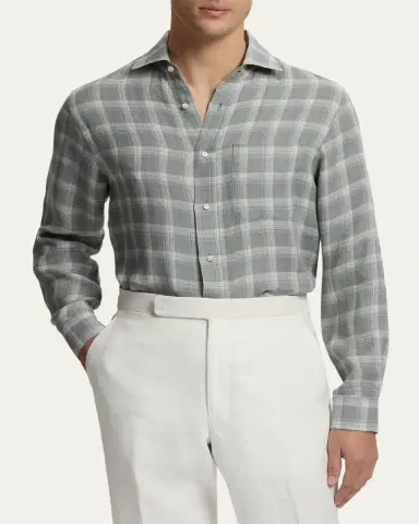 Ralph Lauren Purple Label Men's Twill Plaid Pocket Button-Down Shirt | Thumbnail 4 Ralph Lauren Purple Label Men's Twill Plaid Pocket Button-Down Shirt | Thumbnail 4