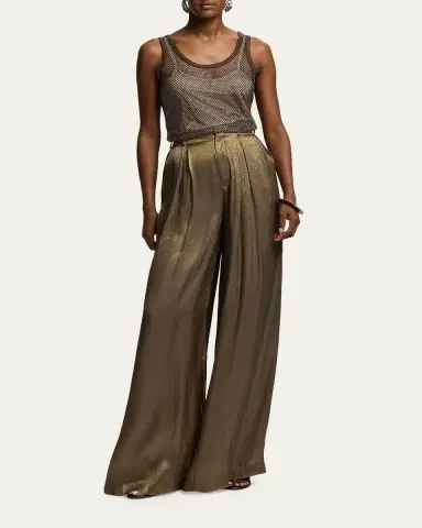 Ralph Lauren Collection Greer Lamé Pleated Pant | Thumbnail 2 Ralph Lauren Collection Greer Lamé Pleated Pant | Thumbnail 2