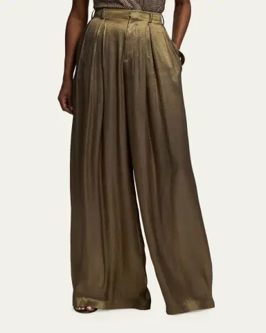 Ralph Lauren Collection Greer Lamé Pleated Pant | Thumbnail 4 Ralph Lauren Collection Greer Lamé Pleated Pant | Thumbnail 4
