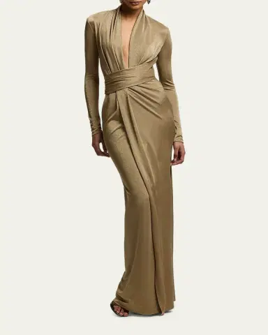 Ralph Lauren Collection Ashten Metallic Jersey Evening Dress | Thumbnail 4 Ralph Lauren Collection Ashten Metallic Jersey Evening Dress | Thumbnail 4