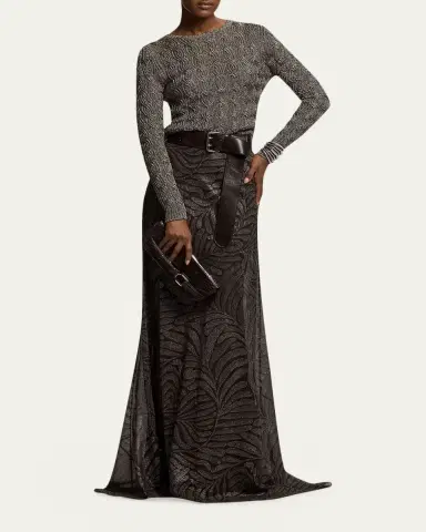 Ralph Lauren Collection Metallic Cable-Knit Crewneck Sweater | Thumbnail 2 Ralph Lauren Collection Metallic Cable-Knit Crewneck Sweater | Thumbnail 2