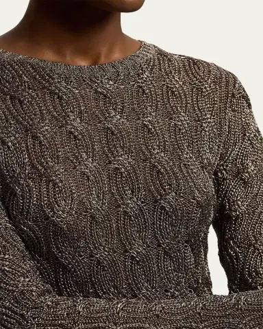 Ralph Lauren Collection Metallic Cable-Knit Crewneck Sweater | Thumbnail 5 Ralph Lauren Collection Metallic Cable-Knit Crewneck Sweater | Thumbnail 5