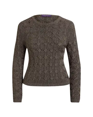 Ralph Lauren Collection Metallic Cable-Knit Crewneck Sweater | Thumbnail 1 Ralph Lauren Collection Metallic Cable-Knit Crewneck Sweater | Thumbnail 1