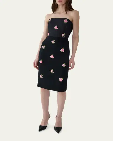 Carolina Herrera Strapless Floral Embroidered Sheath Dress | Thumbnail 4 Carolina Herrera Strapless Floral Embroidered Sheath Dress | Thumbnail 4
