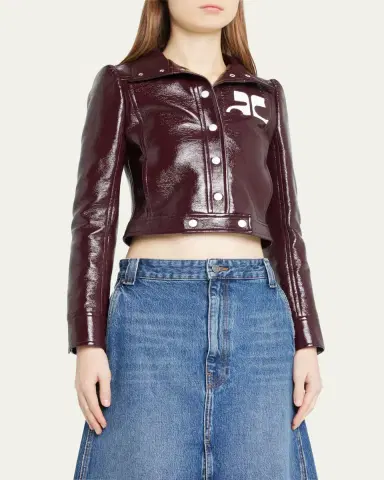 Courrèges Textured Vinyl Crop Jacket | Thumbnail 4 Courrèges Textured Vinyl Crop Jacket | Thumbnail 4