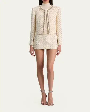 ALICE + OLIVIA Rubi Low-Rise Embellished Tweed Mini Skirt | Thumbnail 2 ALICE + OLIVIA Rubi Low-Rise Embellished Tweed Mini Skirt | Thumbnail 2