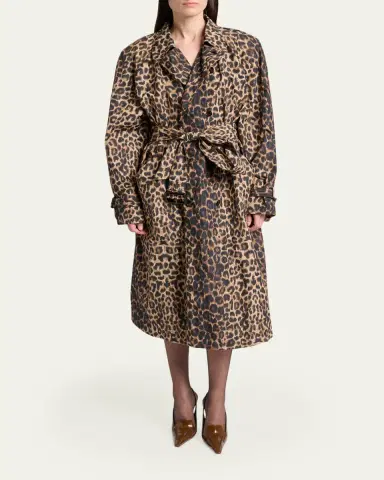 Saint Laurent Leopard-Print Nylon Trench Coat | Thumbnail 2 Saint Laurent Leopard-Print Nylon Trench Coat | Thumbnail 2