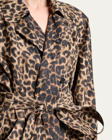 Saint Laurent Leopard-Print Nylon Trench Coat | Thumbnail 5 Saint Laurent Leopard-Print Nylon Trench Coat | Thumbnail 5