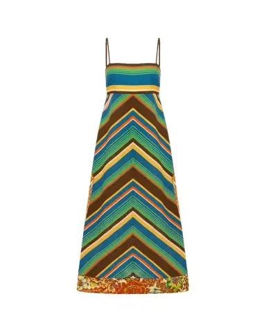 ALÉMAIS Charlie Chevron-Print Linen Midi Dress | Thumbnail 1 ALÉMAIS Charlie Chevron-Print Linen Midi Dress | Thumbnail 1