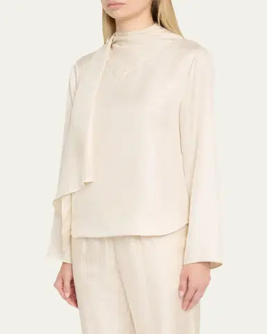 Loulou de Saison Gala Silk Scarf-Neck Blouse | Thumbnail 4 Loulou de Saison Gala Silk Scarf-Neck Blouse | Thumbnail 4