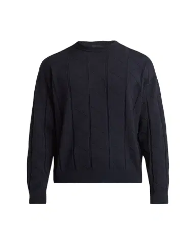 Giorgio Armani Men's Chevron-Knit Virgin Wool Crewneck Sweater | Thumbnail 1 Giorgio Armani Men's Chevron-Knit Virgin Wool Crewneck Sweater | Thumbnail 1