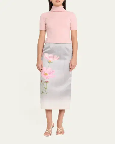 Oscar de la Renta Turtleneck Short-Sleeve Wool Sweater | Thumbnail 2 Oscar de la Renta Turtleneck Short-Sleeve Wool Sweater | Thumbnail 2
