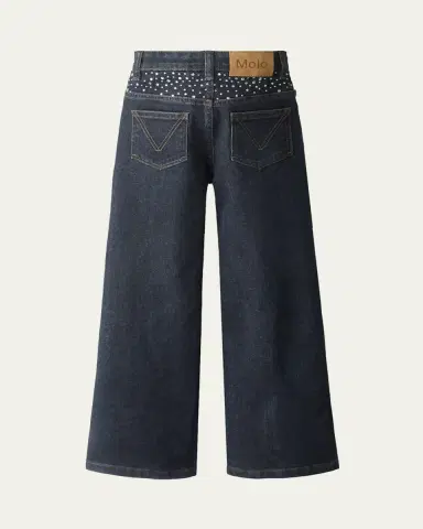 Molo Girl's Asta Rhinestone Wide-Leg Denim Jeans, Size 8-16 | Thumbnail 2 Molo Girl's Asta Rhinestone Wide-Leg Denim Jeans, Size 8-16 | Thumbnail 2