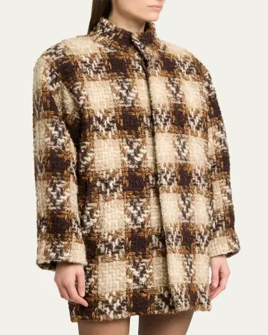 Saint Laurent Check Tweed Short Coat | Thumbnail 4 Saint Laurent Check Tweed Short Coat | Thumbnail 4