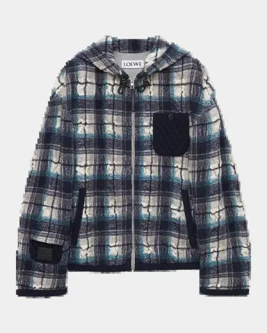 Loewe Men's Plaid Hooded Jacket | Thumbnail 2 Loewe Men's Plaid Hooded Jacket | Thumbnail 2