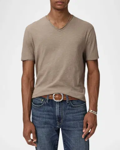JOHN VARVATOS Men's Miles Raw-Edge Organic Cotton V-Neck T-Shirt | Thumbnail 4 JOHN VARVATOS Men's Miles Raw-Edge Organic Cotton V-Neck T-Shirt | Thumbnail 4