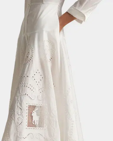 Polo Ralph Lauren Eyelet Cotton Maxi Shirtdress | Thumbnail 3 Polo Ralph Lauren Eyelet Cotton Maxi Shirtdress | Thumbnail 3
