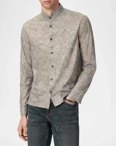 JOHN VARVATOS Men's Vistra Floral Jacquard Button-Down Shirt | Thumbnail 4 JOHN VARVATOS Men's Vistra Floral Jacquard Button-Down Shirt | Thumbnail 4