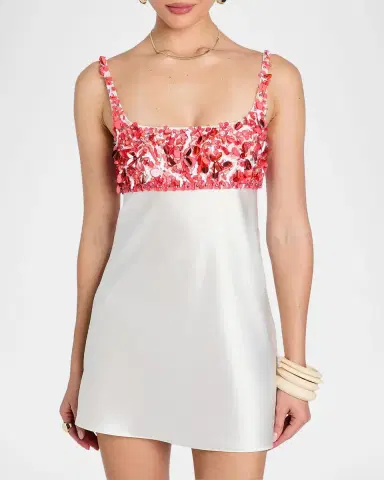 Retrofête Winifred Embellished Satin A-Line Mini Dress | Thumbnail 3 Retrofête Winifred Embellished Satin A-Line Mini Dress | Thumbnail 3