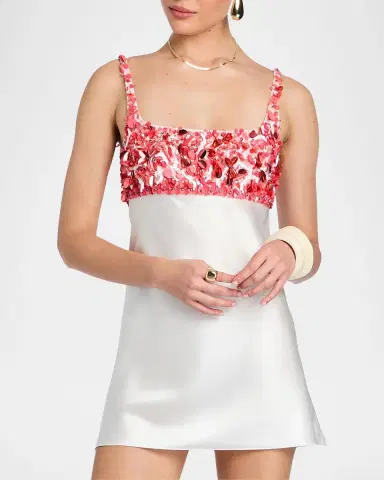 Retrofête Winifred Embellished Satin A-Line Mini Dress | Thumbnail 6 Retrofête Winifred Embellished Satin A-Line Mini Dress | Thumbnail 6