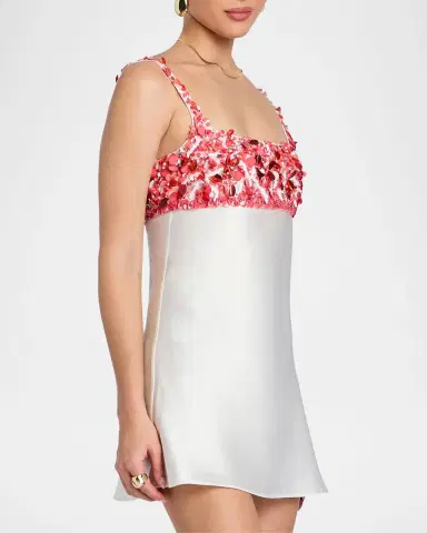 Retrofête Winifred Embellished Satin A-Line Mini Dress | Thumbnail 7 Retrofête Winifred Embellished Satin A-Line Mini Dress | Thumbnail 7