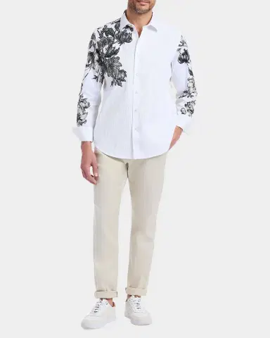 Robert Graham Le Striped Floral Cotton Shirt | Thumbnail 2 Robert Graham Le Striped Floral Cotton Shirt | Thumbnail 2