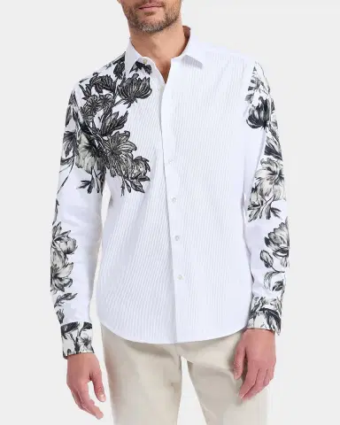 Robert Graham Le Striped Floral Cotton Shirt | Thumbnail 4 Robert Graham Le Striped Floral Cotton Shirt | Thumbnail 4