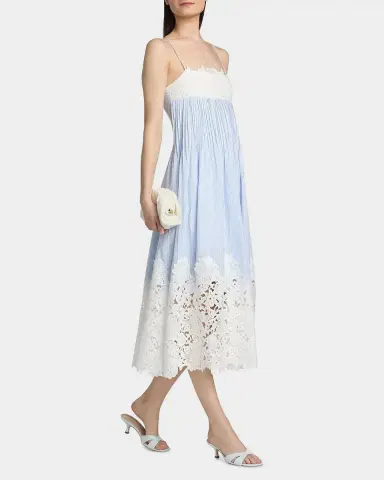 Generation Love Juniper Lace-Trimmed Seersucker Midi Dress | Thumbnail 2 Generation Love Juniper Lace-Trimmed Seersucker Midi Dress | Thumbnail 2