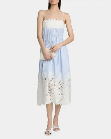 Generation Love Juniper Lace-Trimmed Seersucker Midi Dress | Thumbnail 4 Generation Love Juniper Lace-Trimmed Seersucker Midi Dress | Thumbnail 4