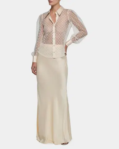 L'Agence Sophie Sheer Swiss Dot Blouse | Thumbnail 2 L'Agence Sophie Sheer Swiss Dot Blouse | Thumbnail 2