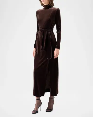 Akris punto Techno Stretch Velvet Midi Dress | Thumbnail 6 Akris punto Techno Stretch Velvet Midi Dress | Thumbnail 6
