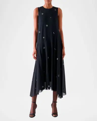 Akris punto Diamond Dice Dot Midi Dress | Thumbnail 4 Akris punto Diamond Dice Dot Midi Dress | Thumbnail 4