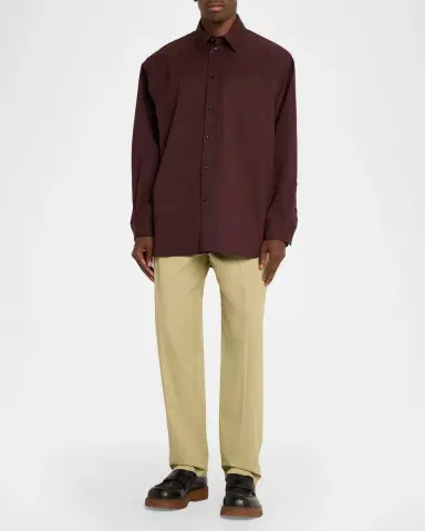 Bottega Veneta Men's Long-Sleeve Wool Shirt | Thumbnail 2 Bottega Veneta Men's Long-Sleeve Wool Shirt | Thumbnail 2