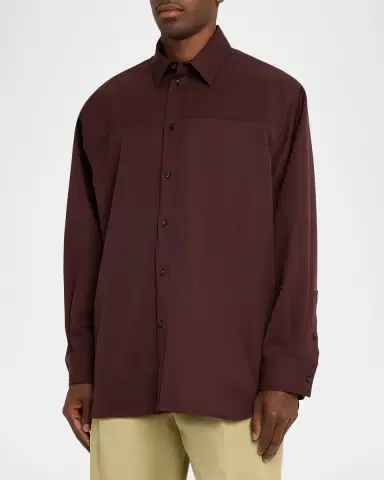 Bottega Veneta Men's Long-Sleeve Wool Shirt | Thumbnail 4 Bottega Veneta Men's Long-Sleeve Wool Shirt | Thumbnail 4