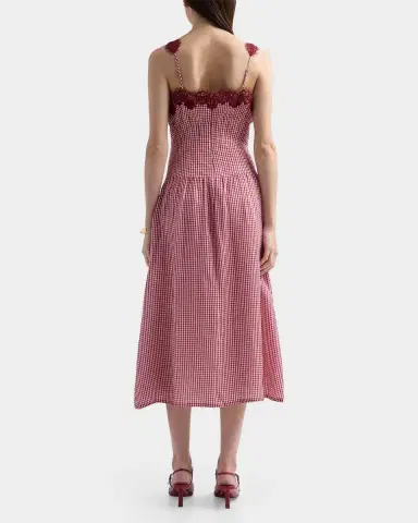 Cami NYC Kairina Lace-Trim Gingham Drop-Waist Midi Dress | Thumbnail 3 Cami NYC Kairina Lace-Trim Gingham Drop-Waist Midi Dress | Thumbnail 3