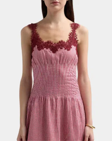 Cami NYC Kairina Lace-Trim Gingham Drop-Waist Midi Dress | Thumbnail 5 Cami NYC Kairina Lace-Trim Gingham Drop-Waist Midi Dress | Thumbnail 5