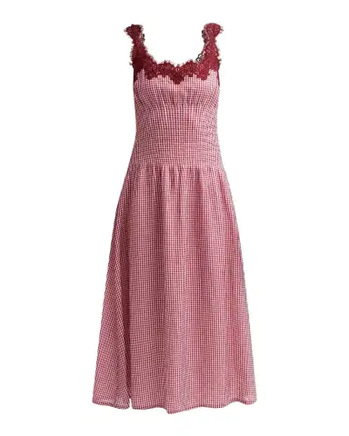 Cami NYC Kairina Lace-Trim Gingham Drop-Waist Midi Dress | Thumbnail 1 Cami NYC Kairina Lace-Trim Gingham Drop-Waist Midi Dress | Thumbnail 1