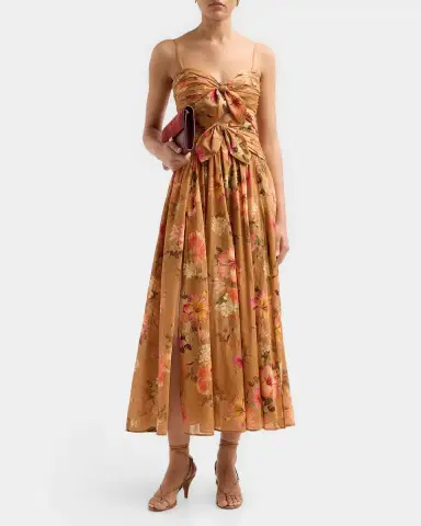 Zimmermann Mahon Floral Tie-Front Midi Dress | Thumbnail 2 Zimmermann Mahon Floral Tie-Front Midi Dress | Thumbnail 2