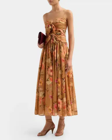 Zimmermann Mahon Floral Tie-Front Midi Dress | Thumbnail 4 Zimmermann Mahon Floral Tie-Front Midi Dress | Thumbnail 4