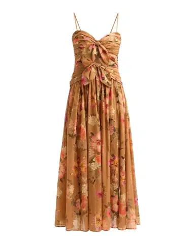 Zimmermann Mahon Floral Tie-Front Midi Dress | Thumbnail 1 Zimmermann Mahon Floral Tie-Front Midi Dress | Thumbnail 1