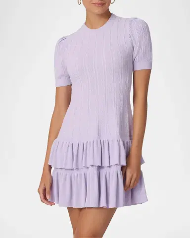 Shoshanna Sloan Pointelle Knit Ruffle Mini Dress | Thumbnail 3 Shoshanna Sloan Pointelle Knit Ruffle Mini Dress | Thumbnail 3