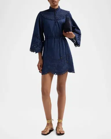 Zimmermann Mahon Broderie Denim Mini Dress | Thumbnail 2 Zimmermann Mahon Broderie Denim Mini Dress | Thumbnail 2