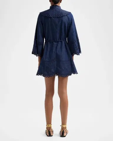 Zimmermann Mahon Broderie Denim Mini Dress | Thumbnail 4 Zimmermann Mahon Broderie Denim Mini Dress | Thumbnail 4