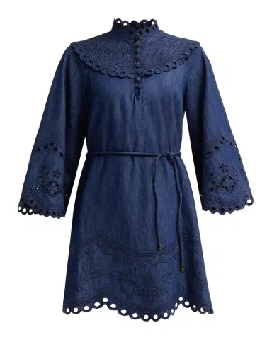 Zimmermann Mahon Broderie Denim Mini Dress | Thumbnail 1 Zimmermann Mahon Broderie Denim Mini Dress | Thumbnail 1