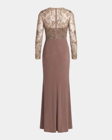 Mac Duggal Beaded Embroidered Mesh & Jersey Gown | Thumbnail 6 Mac Duggal Beaded Embroidered Mesh & Jersey Gown | Thumbnail 6