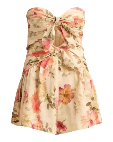 Zimmermann Mahon Hibiscus-Print Strapless Romper | Thumbnail 1 Zimmermann Mahon Hibiscus-Print Strapless Romper | Thumbnail 1