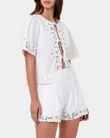 NICHOLAS Isabel Embroidered Tie-Front Cotton Top | Thumbnail 5 NICHOLAS Isabel Embroidered Tie-Front Cotton Top | Thumbnail 5