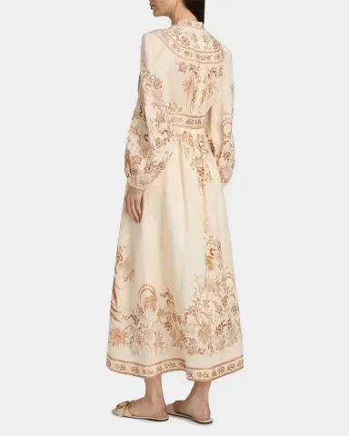 Zimmermann Indra Plunge Linen Midi Dress | Thumbnail 3 Zimmermann Indra Plunge Linen Midi Dress | Thumbnail 3