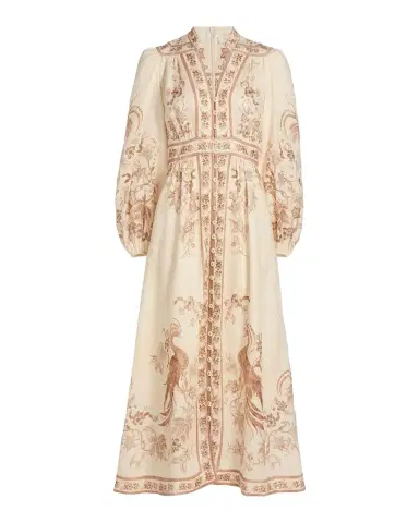 Zimmermann Indra Plunge Linen Midi Dress | Thumbnail 1 Zimmermann Indra Plunge Linen Midi Dress | Thumbnail 1